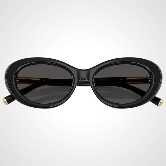 New Dolce & Gabbana Sunglasses Black Oval Cat Eye Gold Metal Logo 54-18 - Picture 5 of 6